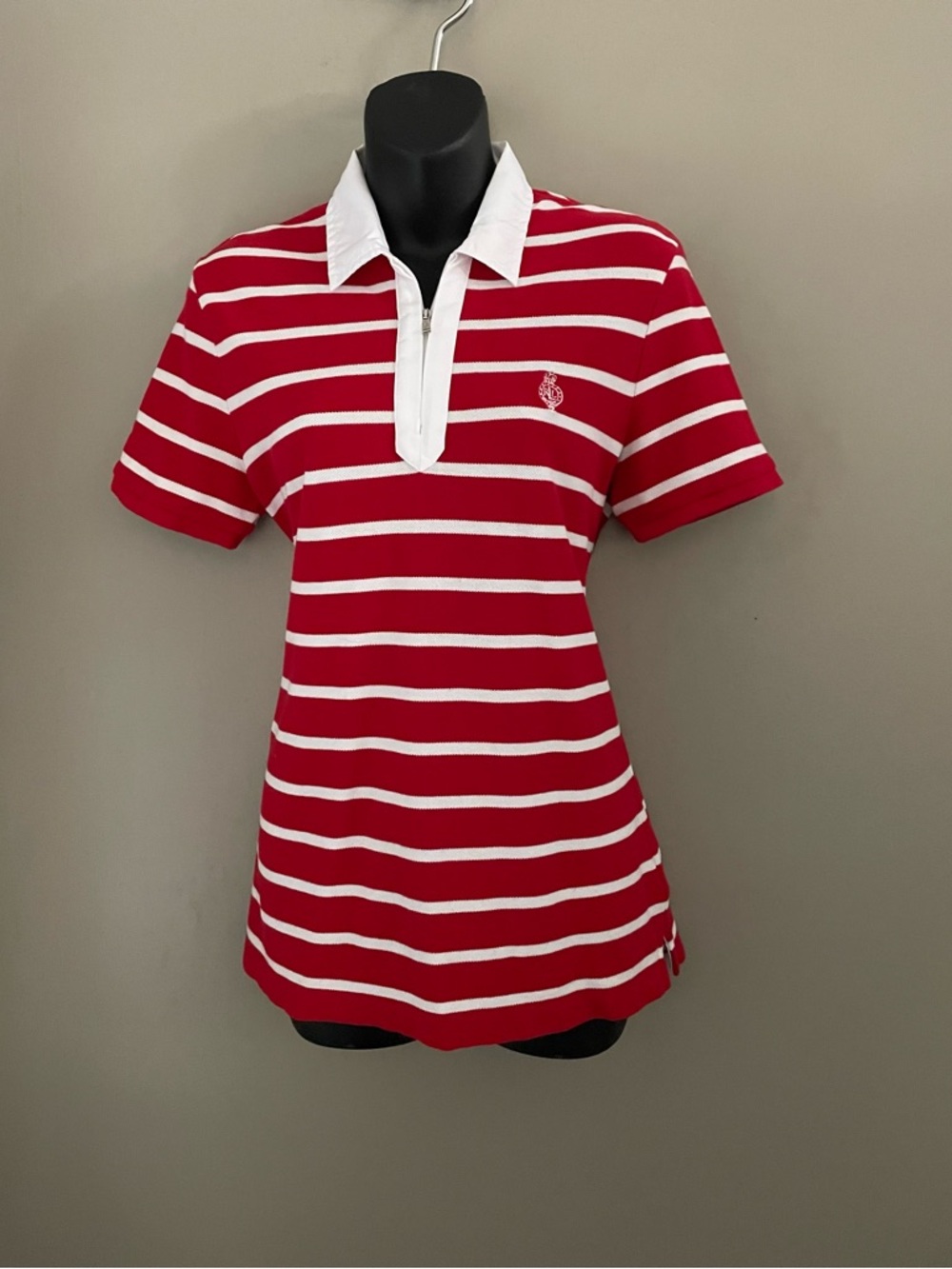 Ralph Lauren Red Striped Collared Polo Shirt